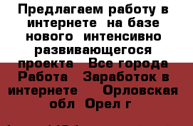 Предлагаем работу в интернете, на базе нового, интенсивно-развивающегося проекта - Все города Работа » Заработок в интернете   . Орловская обл.,Орел г.